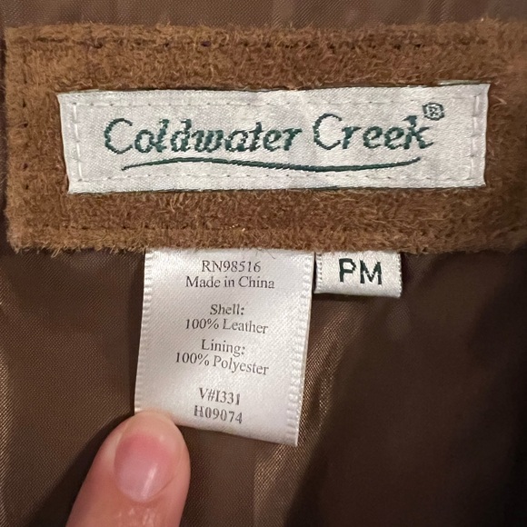Coldwater Creek 100% Leather Brown Jacket Size Medium Petite - Picture 3 of 5